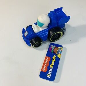 Fisher-Price Little People Wheelies Race Car - GMJ21 ~ Blue #3 Grand Prix Racer